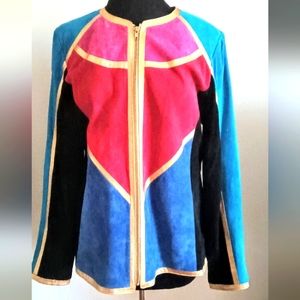 Vintage Suede/Leather color block Jacket
